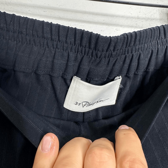 3.1 PHILLIP LIM Pinstripe Jogger Navy Blue Tailored Designer womens size 4 - Picture 5 of 7